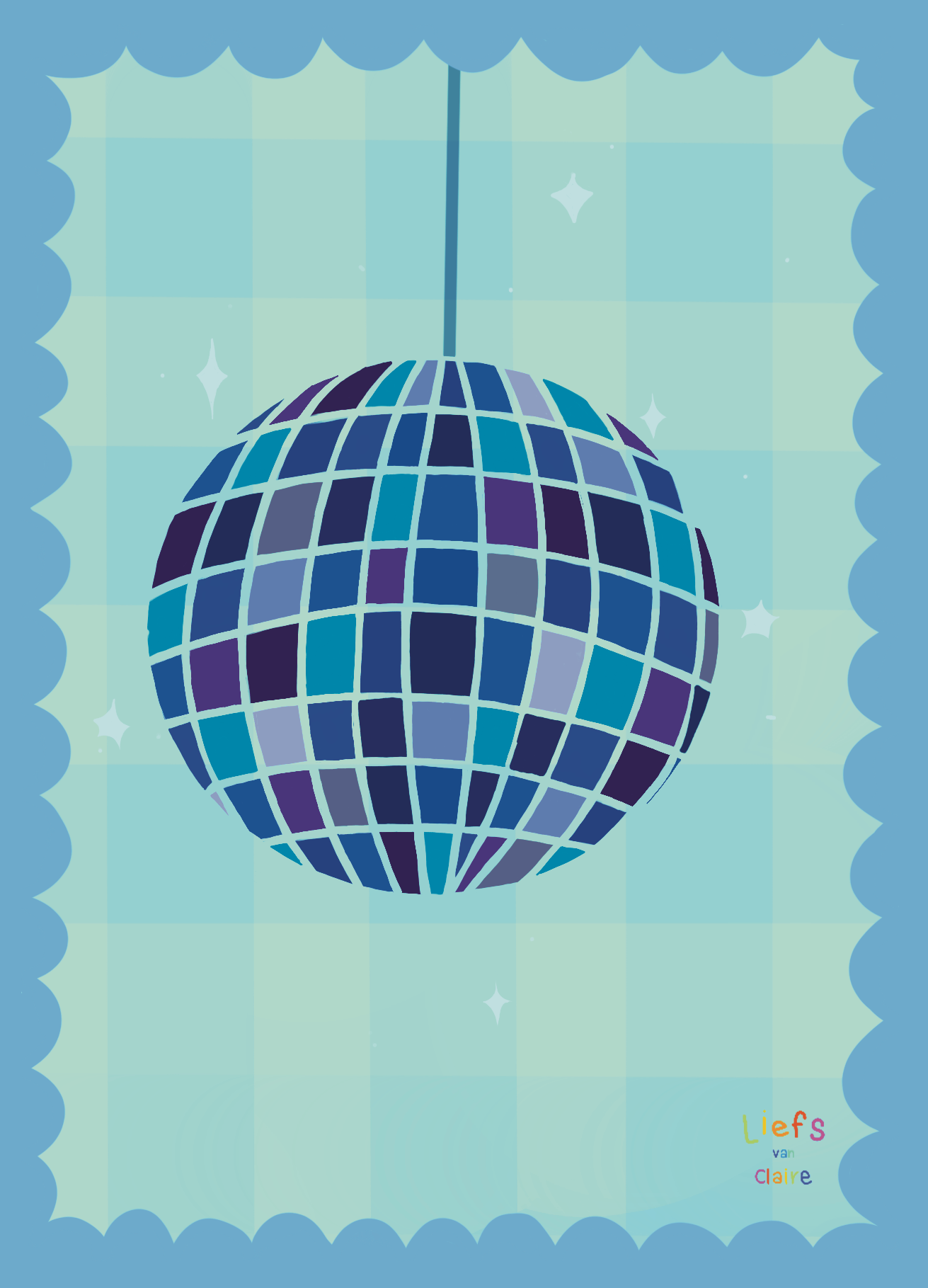 Ansichtkaart "Disco bal"